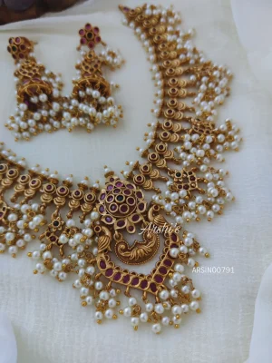 Peacock Design Guttapusalu Necklace