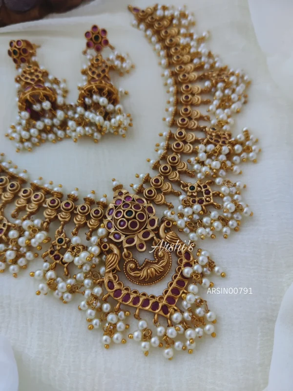 Peacock Design Guttapusalu Necklace