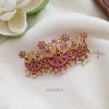 Peacock Kemp Stone Pearl Drops Hair Clip