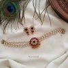Three Layer Pearl with Stone Pendant Choker