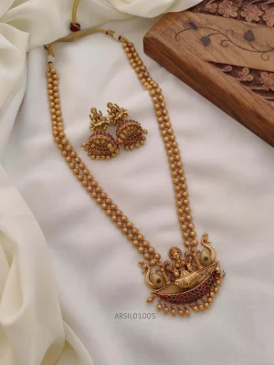 Trendy Two Layer Ball Chain Lakshmi Pendant Haram