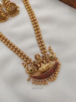 Trendy Two Layer Ball Chain Lakshmi Pendant Haram