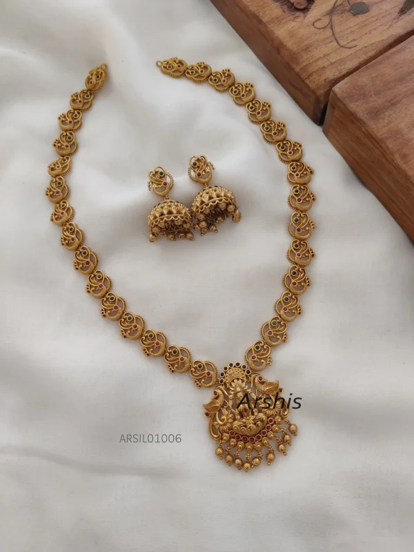 Peacock Design Chain Lakshmi Pendant Haram