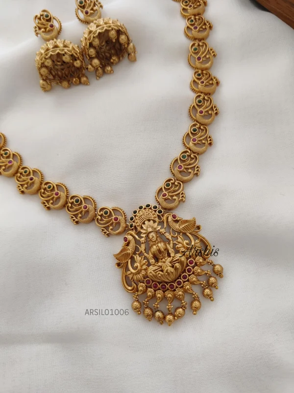 Peacock Design Chain Lakshmi Pendant Haram