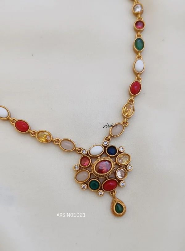 Simple Navarathna Stone Necklace