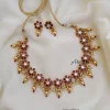 Flower Design Kemp and White Stone Necklace
