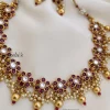 Flower Design Kemp and White Stone Necklace