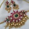 Pure Kemp Stone with Gold Beads Choker