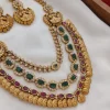 Lakshmi Coin Three Layer Stone Necklace