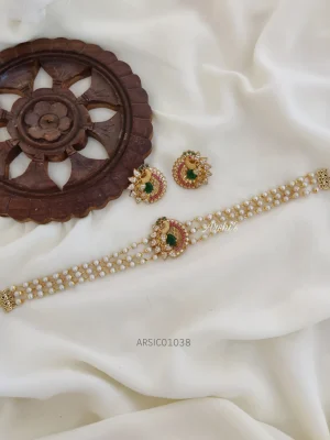 Three Layer Pearl Peacock choker