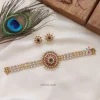 Pearl and Gold Bead Round Pendant Choker