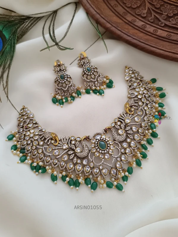 Classic Green Beaded Victorian Necklace