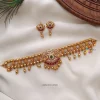 Peacock Gold Bead Drop Choker