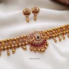 Peacock Gold Bead Drop Choker