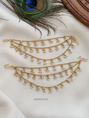 Three Layer Small Pearls Ear Chains