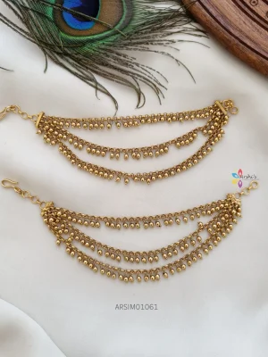 Traditional Three Layer Gold Bead Ear Chains