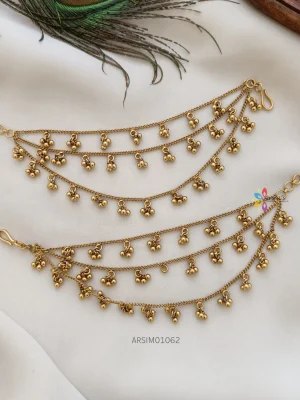 Three Layer Small Gold Bead Ear Chains