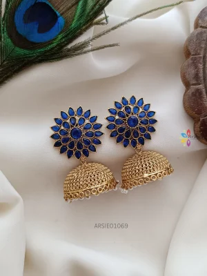 Trendy blue antique jumka