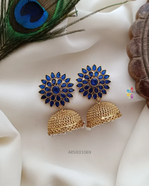 Trendy blue antique jumka