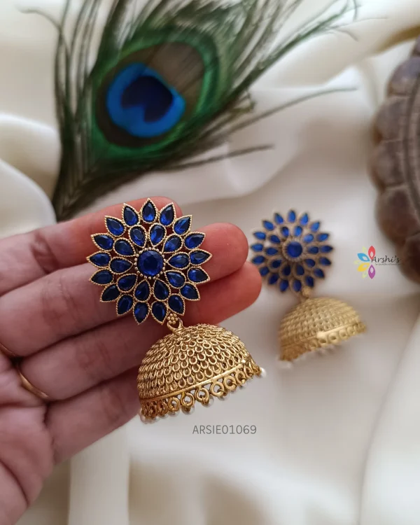 Trendy blue antique jumka