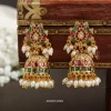 Pure Kemp Stone with Rice Pearl Jhumka