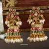 Pure Kemp Stone with Rice Pearl Jhumka