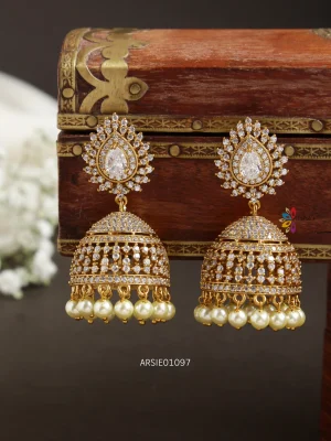 Bridal AD White Stone Jhumka