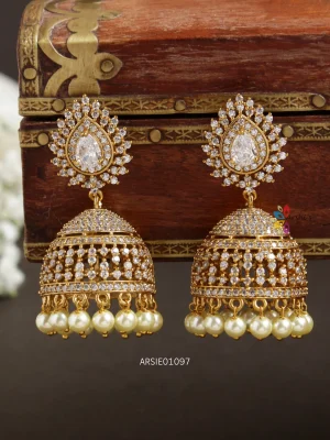 Bridal AD White Stone Jhumka