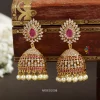Pretty Red and White Stone Jhumka