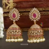 Pretty Red and White Stone Jhumka