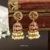 Peacock Design Two Line Pearl Drop Jhumka