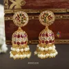 Peacock Design Two Line Pearl Drop Jhumka