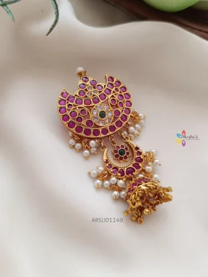 Kemp Stone Jhumka Hangging Hair Accessory