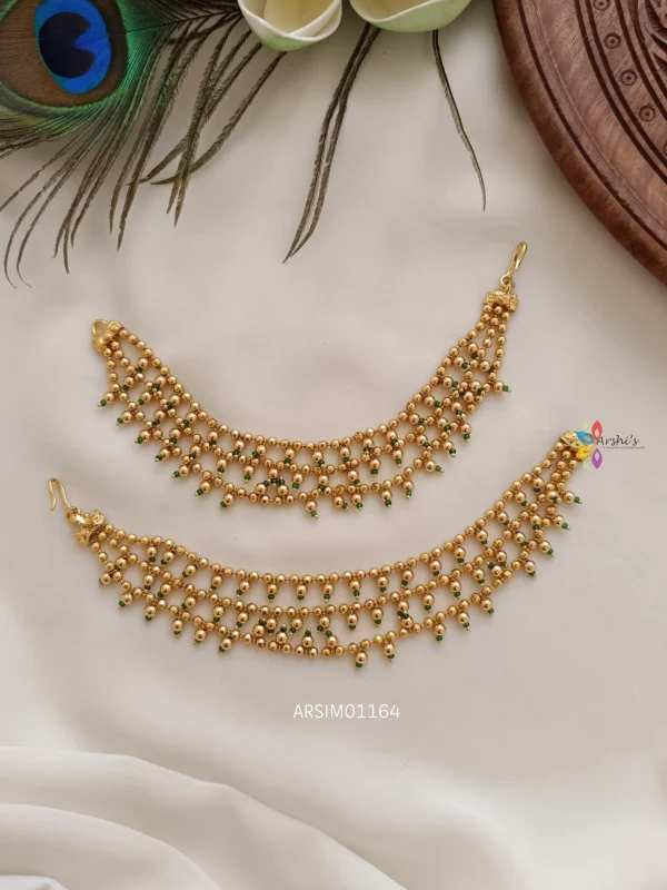 Three Layer Gold with Green Bead Drop Mattal