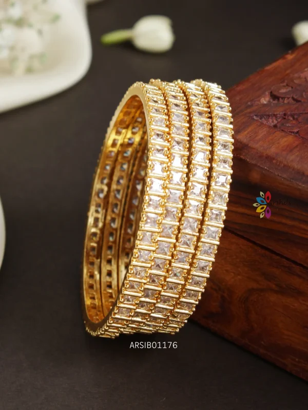 White Stone Set of Four Bangles