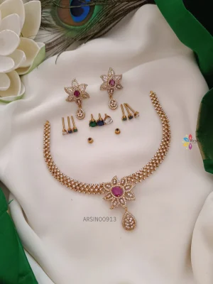Bridal Diamond Alike Stone Changeable Necklace