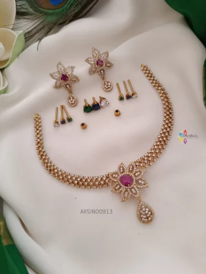Bridal Diamond Alike Stone Changeable Necklace