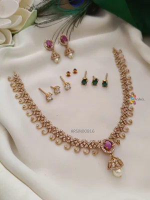 Adorable Diamond Alike Stone Changeable Necklace