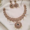 White AD Stone with Emerald Stone Diamond Alike Necklace