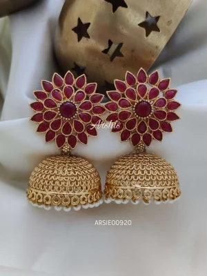 Red Stone Bridal Jhumka