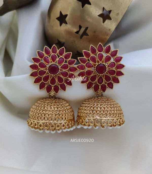 Red Stone Bridal Jhumka