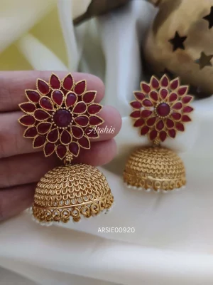 Red Stone Bridal Jhumka