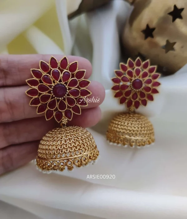 Red Stone Bridal Jhumka