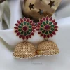 Red and Green Stone Bridal Jhumka