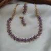 Flower Design Purple Stone Necklace