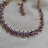 Flower Design Purple Stone Necklace