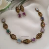 Unique Lakshmi with Multi Stone Necklace