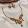Trendy Peacock with Red and Green Stone Necklace