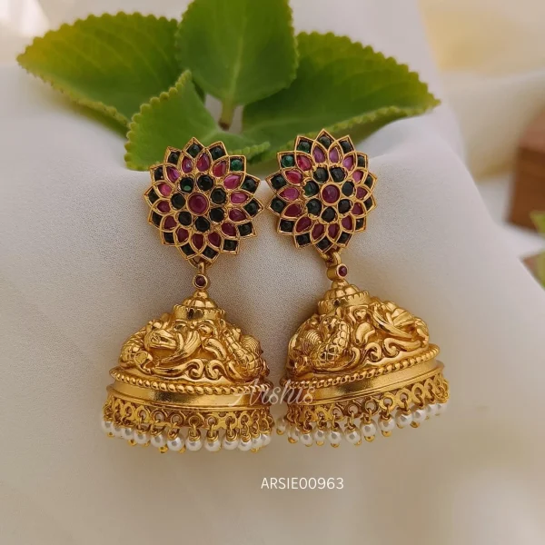 Red and Green Stone Jhumka