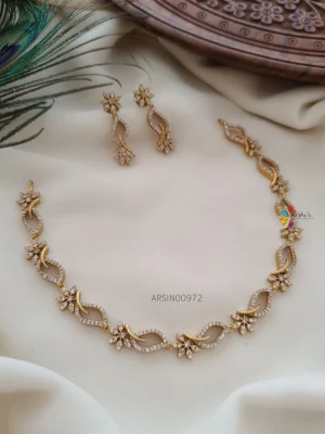 Simple Diamond Alike White AD Stone Necklace